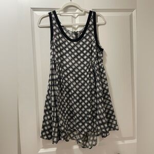 Free People Monochrome Patterned Dress Soft Flowy with Zipper Back